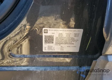 2023 Chevrolet Equinox Lt из США, поврежденный, VIN 3GNAXKEG9PS154301